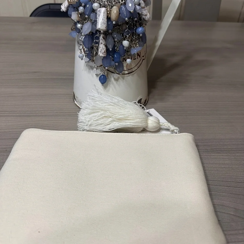 Jen & Co. Geometric Clutch with Tassel and Chicos NWT Necklace bundle
